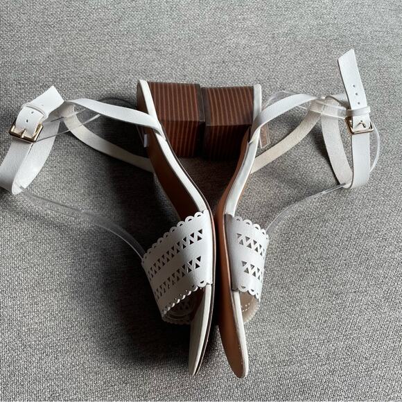 J. CREW Block Heel Sandals Cut-Outs White Slingback block sandals Women's 10 - Picture 9 of 12
